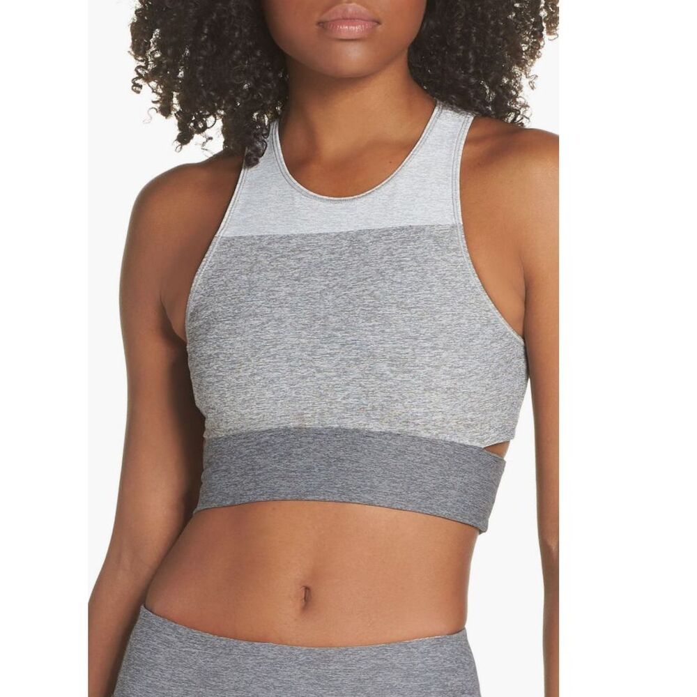 Outdoor Voices Women’s Slash back Crop Top Tri-Tone Grey Sz. Med